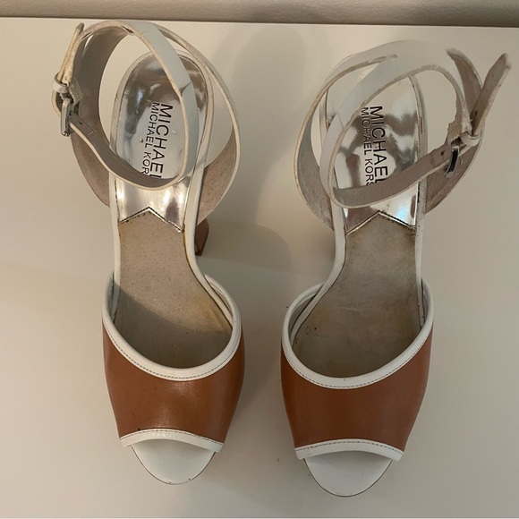 MICHAEL KORS Adria Ankle-Strap Camel High Heels. Acceptable Condition Size 8 1/2 - Picture 5 of 6